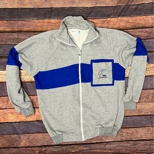 Vintage 1980s Cotton Club Gray Zip Up Pullover Jumper 80s Sweatshirt